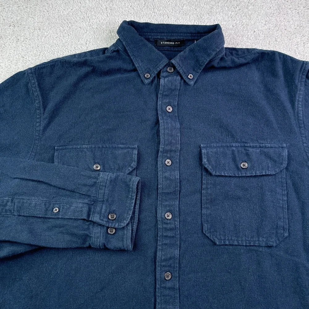 Banana Republic Shirt Mens XL Navy Blue Heavy Flannel Standard Redwood Utility